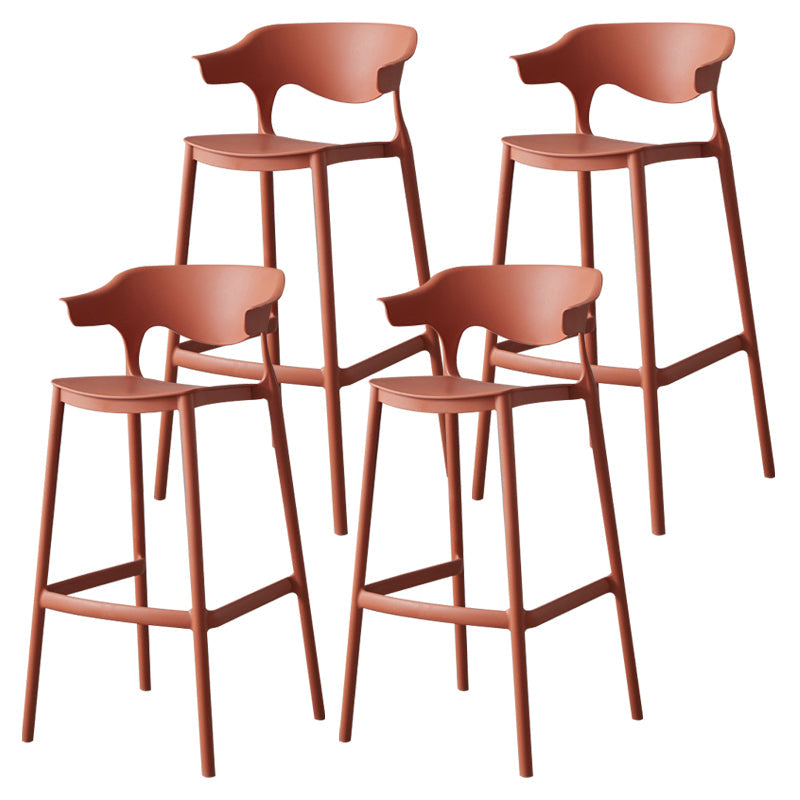 Nordic Stackable Bar-stool Plastic Counter Bar Stool with Plastic Legs for Home Orange 4 Piece Set Clearhalo 'Bar Furniture' 'Bar Stools' 'bar_stools' 'furn' 'furn_bar_stools' 'Furniture' 'furniture_bar_stools' 'Kitchen & Dining Furniture' 5003015