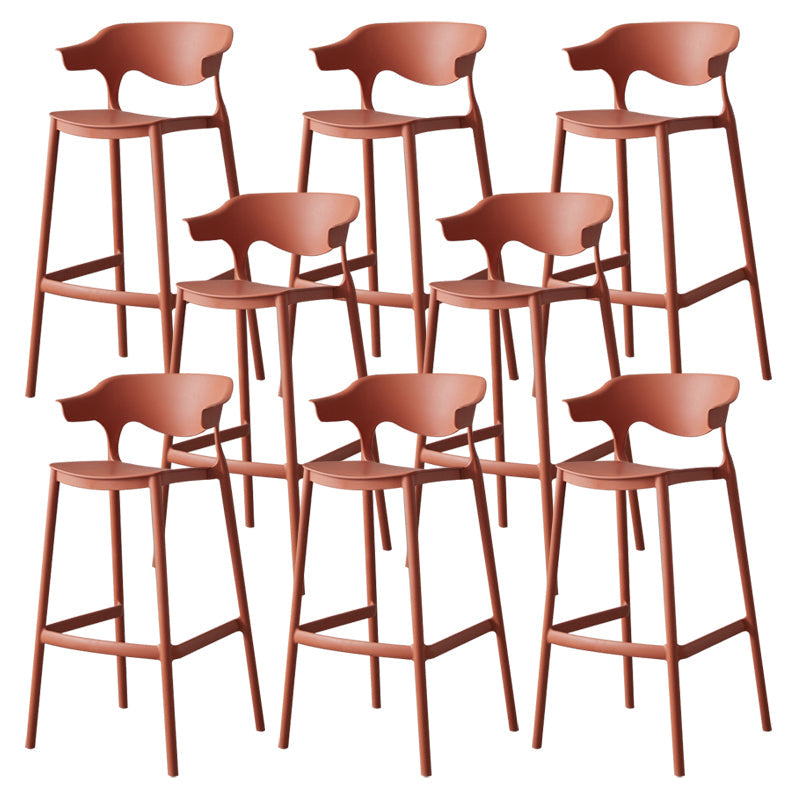 Nordic Stackable Bar-stool Plastic Counter Bar Stool with Plastic Legs for Home Orange 8 Piece Set Clearhalo 'Bar Furniture' 'Bar Stools' 'bar_stools' 'furn' 'furn_bar_stools' 'Furniture' 'furniture_bar_stools' 'Kitchen & Dining Furniture' 5003017