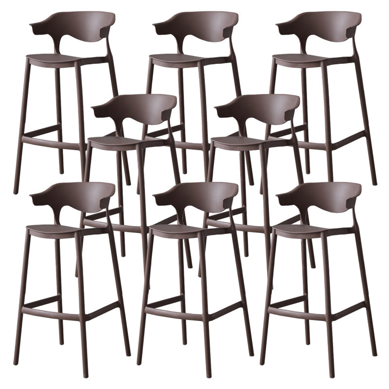 Nordic Stackable Bar-stool Plastic Counter Bar Stool with Plastic Legs for Home Coffee 8 Piece Set Clearhalo 'Bar Furniture' 'Bar Stools' 'bar_stools' 'furn' 'furn_bar_stools' 'Furniture' 'furniture_bar_stools' 'Kitchen & Dining Furniture' 5003021