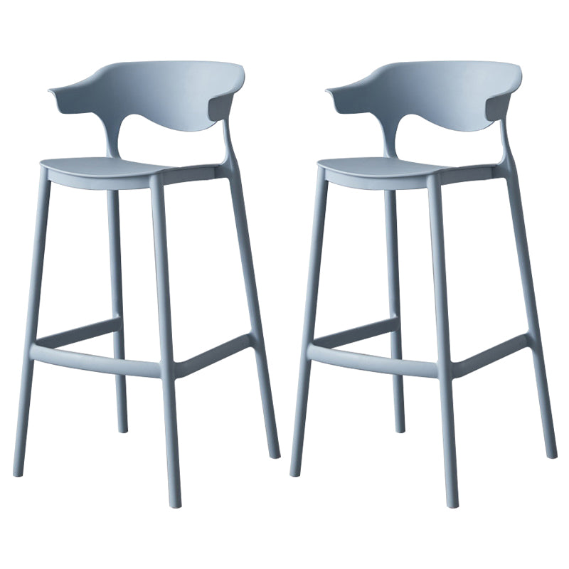 Nordic Stackable Bar-stool Plastic Counter Bar Stool with Plastic Legs for Home Blue 2 Piece Set Clearhalo 'Bar Furniture' 'Bar Stools' 'bar_stools' 'furn' 'furn_bar_stools' 'Furniture' 'furniture_bar_stools' 'Kitchen & Dining Furniture' 5003022