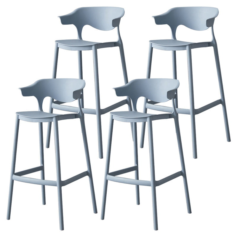 Nordic Stackable Bar-stool Plastic Counter Bar Stool with Plastic Legs for Home Blue 4 Piece Set Clearhalo 'Bar Furniture' 'Bar Stools' 'bar_stools' 'furn' 'furn_bar_stools' 'Furniture' 'furniture_bar_stools' 'Kitchen & Dining Furniture' 5003023