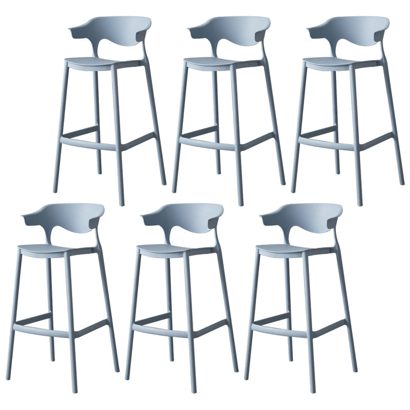 Nordic Stackable Bar-stool Plastic Counter Bar Stool with Plastic Legs for Home Blue 6 Piece Set Clearhalo 'Bar Furniture' 'Bar Stools' 'bar_stools' 'furn' 'furn_bar_stools' 'Furniture' 'furniture_bar_stools' 'Kitchen & Dining Furniture' 5003024
