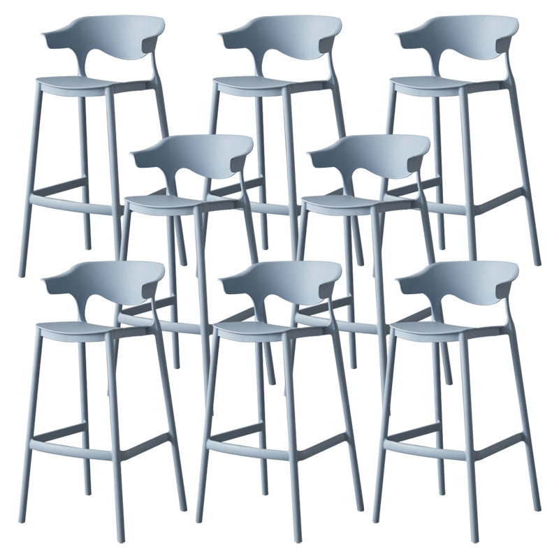 Nordic Stackable Bar-stool Plastic Counter Bar Stool with Plastic Legs for Home Blue 8 Piece Set Clearhalo 'Bar Furniture' 'Bar Stools' 'bar_stools' 'furn' 'furn_bar_stools' 'Furniture' 'furniture_bar_stools' 'Kitchen & Dining Furniture' 5003025