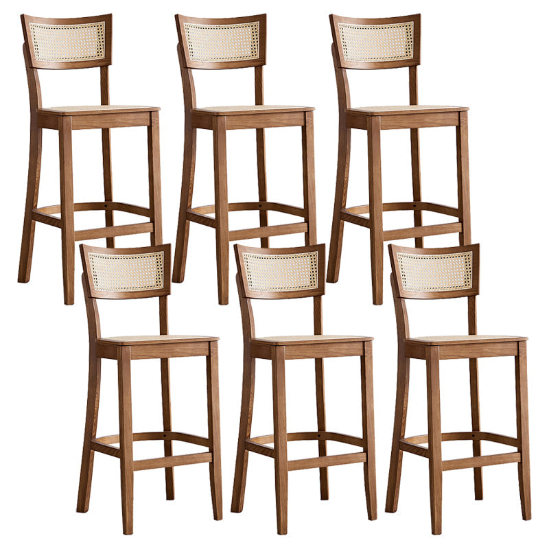 Contemporary Bar-stool Wooden Counter Bar Stool with Wood Legs for Kitchen Walnut 6 Piece Set Clearhalo 'Bar Furniture' 'Bar Stools' 'bar_stools' 'furn' 'furn_bar_stools' 'Furniture' 'furniture_bar_stools' 'Kitchen & Dining Furniture' 5003032
