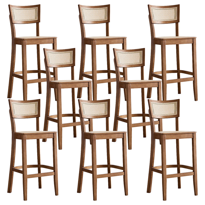 Contemporary Bar-stool Wooden Counter Bar Stool with Wood Legs for Kitchen Walnut 8 Piece Set Clearhalo 'Bar Furniture' 'Bar Stools' 'bar_stools' 'furn' 'furn_bar_stools' 'Furniture' 'furniture_bar_stools' 'Kitchen & Dining Furniture' 5003033