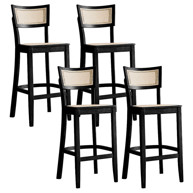 Contemporary Bar-stool Wooden Counter Bar Stool with Wood Legs for Kitchen Black 4 Piece Set Clearhalo 'Bar Furniture' 'Bar Stools' 'bar_stools' 'furn' 'furn_bar_stools' 'Furniture' 'furniture_bar_stools' 'Kitchen & Dining Furniture' 5003037