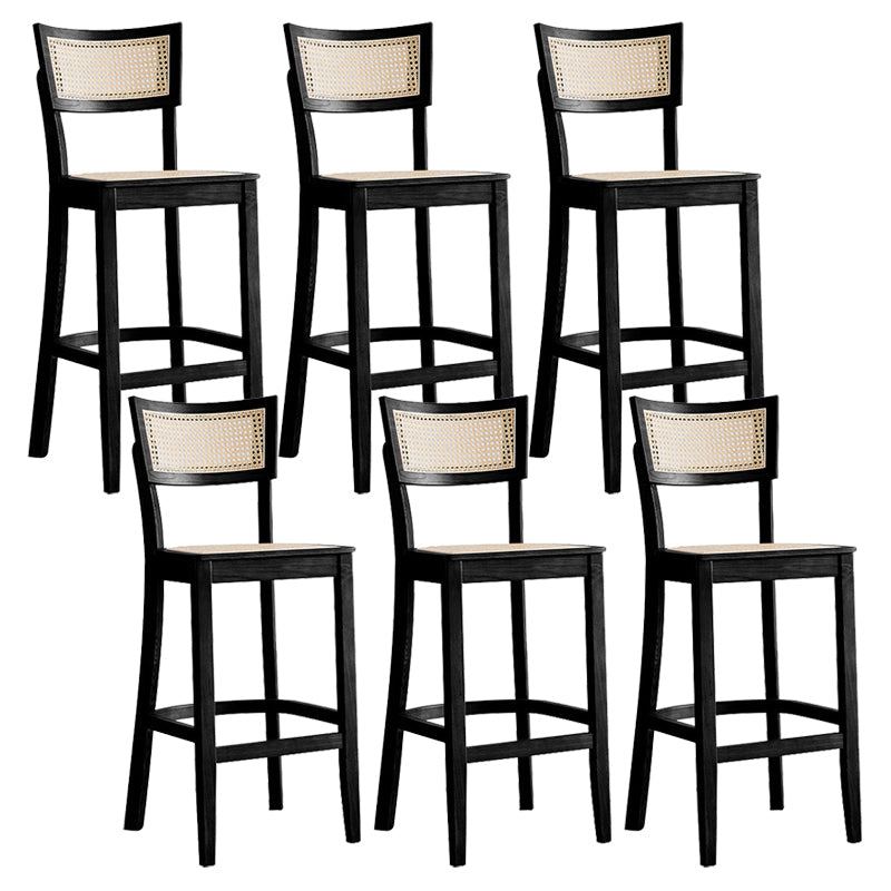 Contemporary Bar-stool Wooden Counter Bar Stool with Wood Legs for Kitchen Black 6 Piece Set Clearhalo 'Bar Furniture' 'Bar Stools' 'bar_stools' 'furn' 'furn_bar_stools' 'Furniture' 'furniture_bar_stools' 'Kitchen & Dining Furniture' 5003039