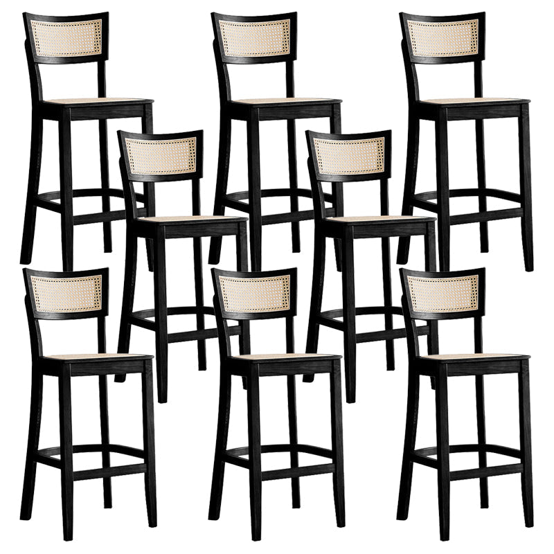 Contemporary Bar-stool Wooden Counter Bar Stool with Wood Legs for Kitchen Black 8 Piece Set Clearhalo 'Bar Furniture' 'Bar Stools' 'bar_stools' 'furn' 'furn_bar_stools' 'Furniture' 'furniture_bar_stools' 'Kitchen & Dining Furniture' 5003041