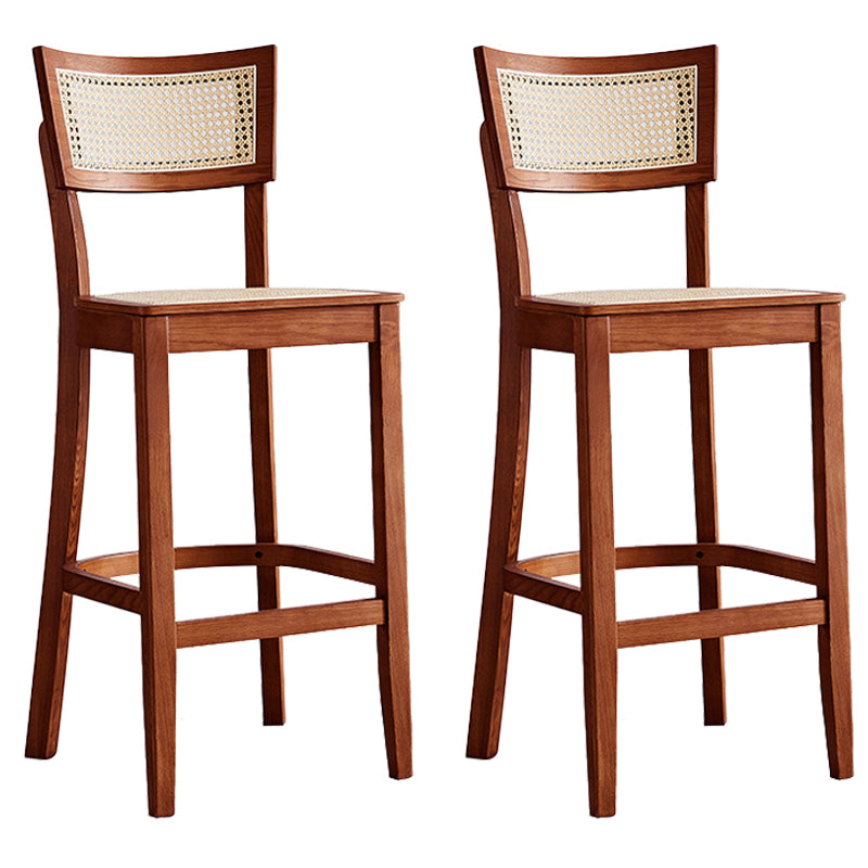 Contemporary Bar-stool Wooden Counter Bar Stool with Wood Legs for Kitchen Red Brown 2 Piece Set Clearhalo 'Bar Furniture' 'Bar Stools' 'bar_stools' 'furn' 'furn_bar_stools' 'Furniture' 'furniture_bar_stools' 'Kitchen & Dining Furniture' 5003044