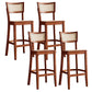Contemporary Bar-stool Wooden Counter Bar Stool with Wood Legs for Kitchen Red Brown 4 Piece Set Clearhalo 'Bar Furniture' 'Bar Stools' 'bar_stools' 'furn' 'furn_bar_stools' 'Furniture' 'furniture_bar_stools' 'Kitchen & Dining Furniture' 5003046