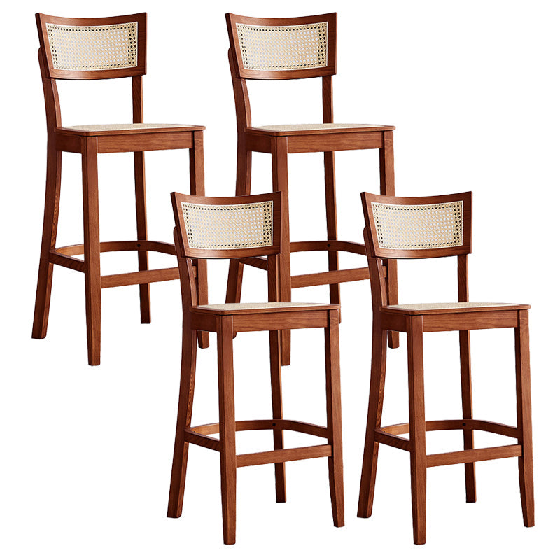 Contemporary Bar-stool Wooden Counter Bar Stool with Wood Legs for Kitchen Red Brown 4 Piece Set Clearhalo 'Bar Furniture' 'Bar Stools' 'bar_stools' 'furn' 'furn_bar_stools' 'Furniture' 'furniture_bar_stools' 'Kitchen & Dining Furniture' 5003046