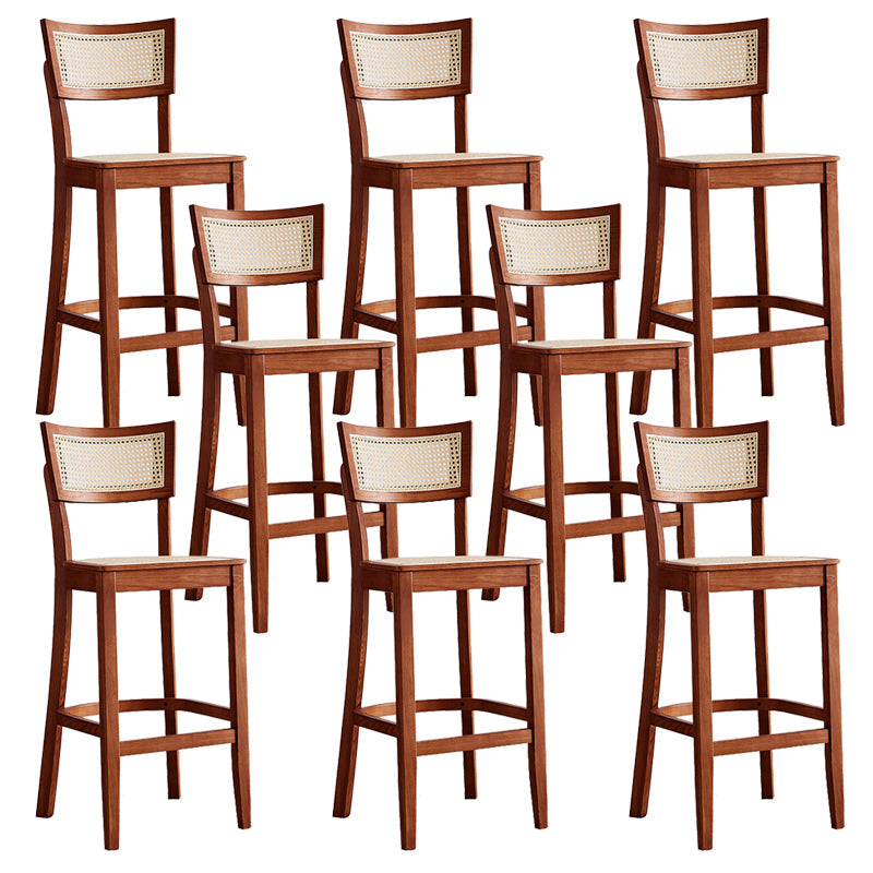 Contemporary Bar-stool Wooden Counter Bar Stool with Wood Legs for Kitchen Red Brown 8 Piece Set Clearhalo 'Bar Furniture' 'Bar Stools' 'bar_stools' 'furn' 'furn_bar_stools' 'Furniture' 'furniture_bar_stools' 'Kitchen & Dining Furniture' 5003048