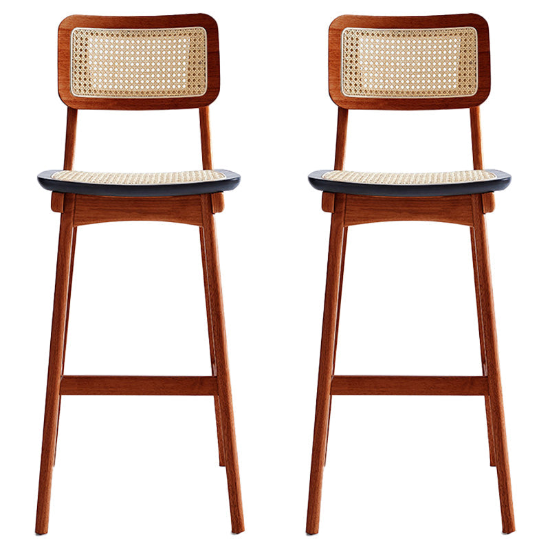 Contemporary Style Bar-stool Wooden Counter Bar Stool for Home Red Brown 2 Piece Set Clearhalo 'Bar Furniture' 'Bar Stools' 'bar_stools' 'furn' 'furn_bar_stools' 'Furniture' 'furniture_bar_stools' 'Kitchen & Dining Furniture' 5003063