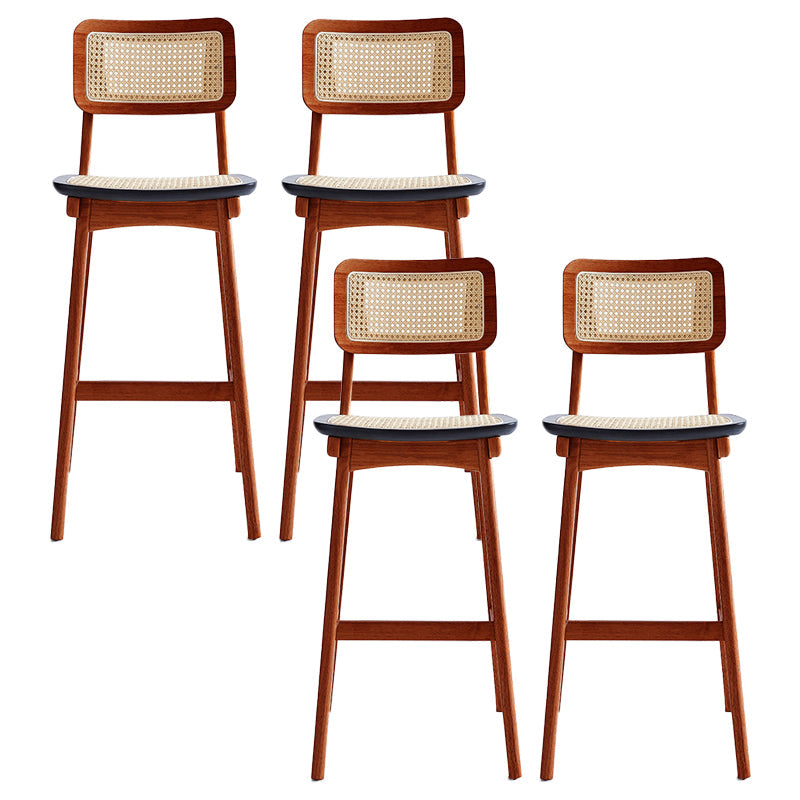 Contemporary Style Bar-stool Wooden Counter Bar Stool for Home Red Brown 4 Piece Set Clearhalo 'Bar Furniture' 'Bar Stools' 'bar_stools' 'furn' 'furn_bar_stools' 'Furniture' 'furniture_bar_stools' 'Kitchen & Dining Furniture' 5003064