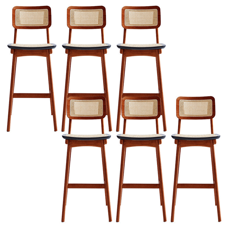 Contemporary Style Bar-stool Wooden Counter Bar Stool for Home Red Brown 6 Piece Set Clearhalo 'Bar Furniture' 'Bar Stools' 'bar_stools' 'furn' 'furn_bar_stools' 'Furniture' 'furniture_bar_stools' 'Kitchen & Dining Furniture' 5003066