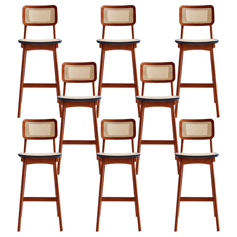 Contemporary Style Bar-stool Wooden Counter Bar Stool for Home Red Brown 8 Piece Set Clearhalo 'Bar Furniture' 'Bar Stools' 'bar_stools' 'furn' 'furn_bar_stools' 'Furniture' 'furniture_bar_stools' 'Kitchen & Dining Furniture' 5003068