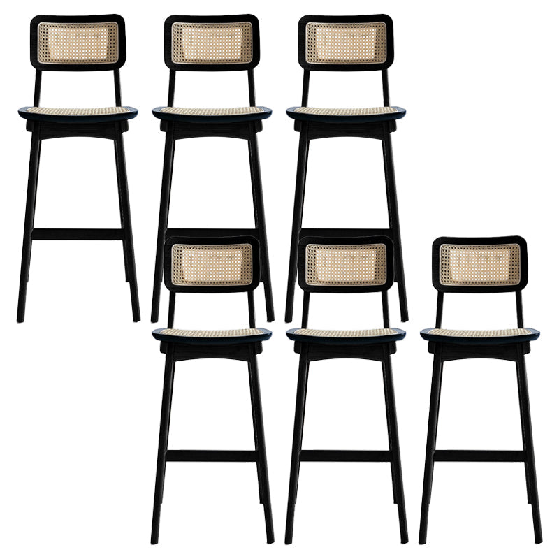Contemporary Style Bar-stool Wooden Counter Bar Stool for Home Black 6 Piece Set Clearhalo 'Bar Furniture' 'Bar Stools' 'bar_stools' 'furn' 'furn_bar_stools' 'Furniture' 'furniture_bar_stools' 'Kitchen & Dining Furniture' 5003071