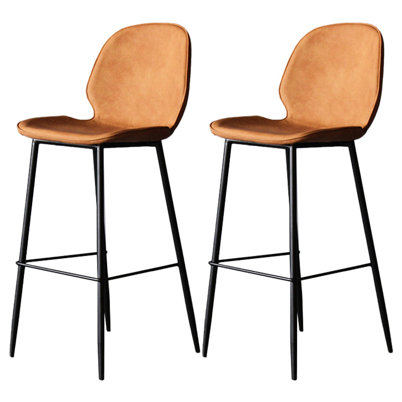 Industrial Style Bar-stool PU Leather Counter Bar Stool with Metal Legs for Kitchen Orange 2 Piece Set Clearhalo 'Bar Furniture' 'Bar Stools' 'bar_stools' 'furn' 'furn_bar_stools' 'Furniture' 'furniture_bar_stools' 'Kitchen & Dining Furniture' 5003075