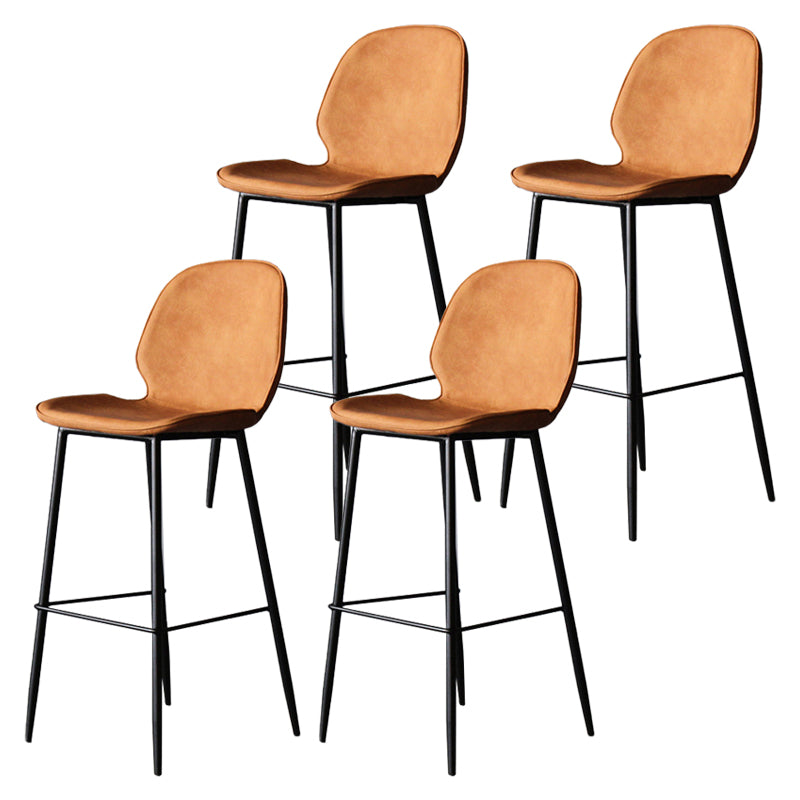 Industrial Style Bar-stool PU Leather Counter Bar Stool with Metal Legs for Kitchen Orange 4 Piece Set Clearhalo 'Bar Furniture' 'Bar Stools' 'bar_stools' 'furn' 'furn_bar_stools' 'Furniture' 'furniture_bar_stools' 'Kitchen & Dining Furniture' 5003077