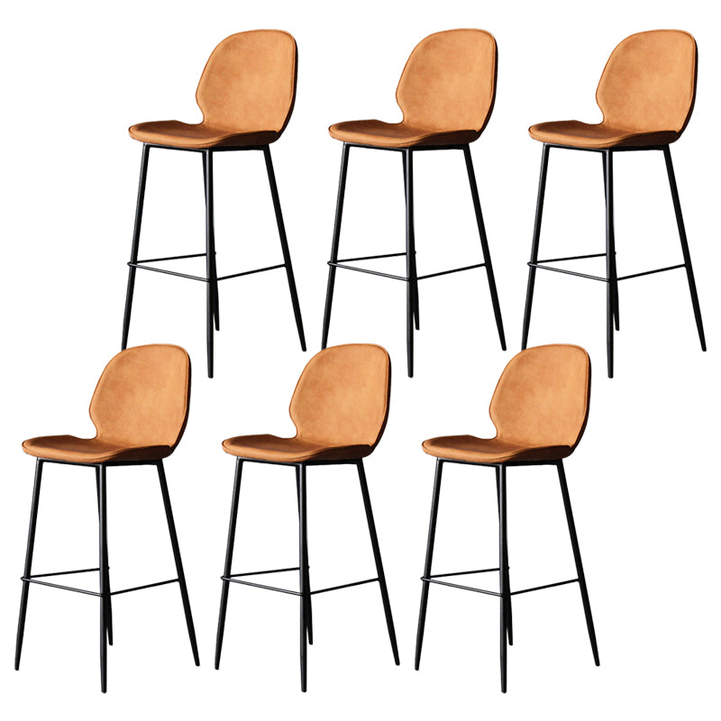 Industrial Style Bar-stool PU Leather Counter Bar Stool with Metal Legs for Kitchen Orange 6 Piece Set Clearhalo 'Bar Furniture' 'Bar Stools' 'bar_stools' 'furn' 'furn_bar_stools' 'Furniture' 'furniture_bar_stools' 'Kitchen & Dining Furniture' 5003079