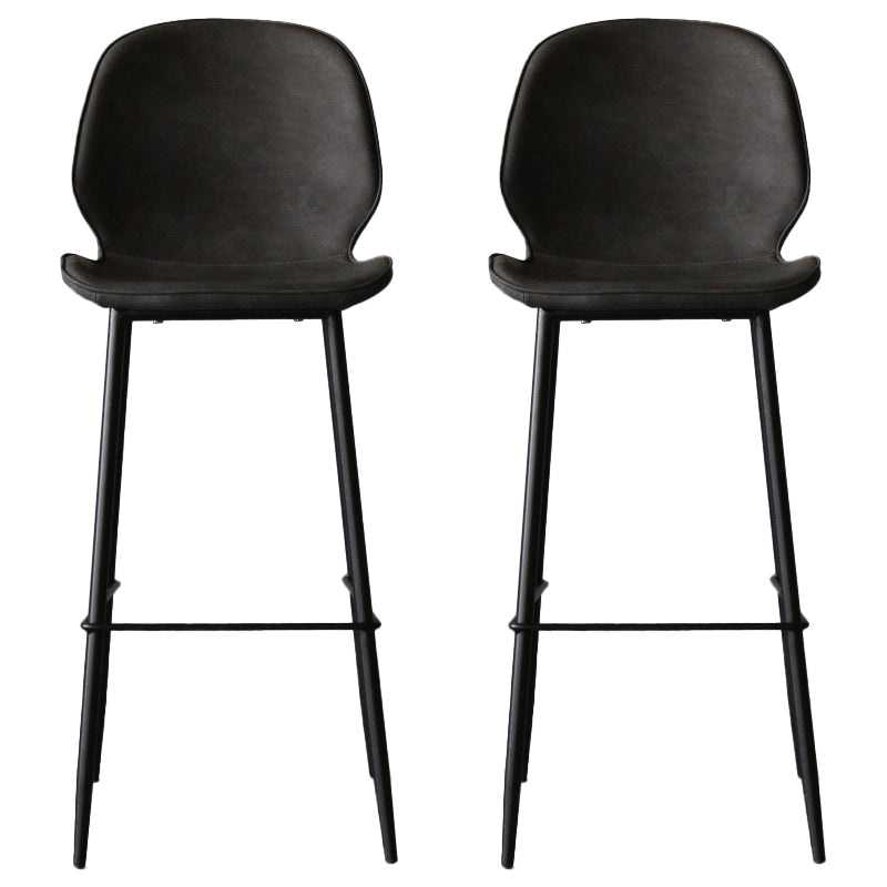 Industrial Style Bar-stool PU Leather Counter Bar Stool with Metal Legs for Kitchen Dark Gray 2 Piece Set Clearhalo 'Bar Furniture' 'Bar Stools' 'bar_stools' 'furn' 'furn_bar_stools' 'Furniture' 'furniture_bar_stools' 'Kitchen & Dining Furniture' 5003082