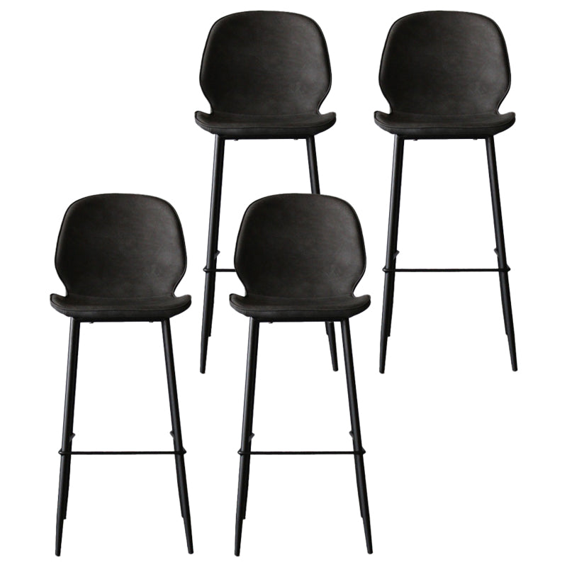 Industrial Style Bar-stool PU Leather Counter Bar Stool with Metal Legs for Kitchen Dark Gray 4 Piece Set Clearhalo 'Bar Furniture' 'Bar Stools' 'bar_stools' 'furn' 'furn_bar_stools' 'Furniture' 'furniture_bar_stools' 'Kitchen & Dining Furniture' 5003084