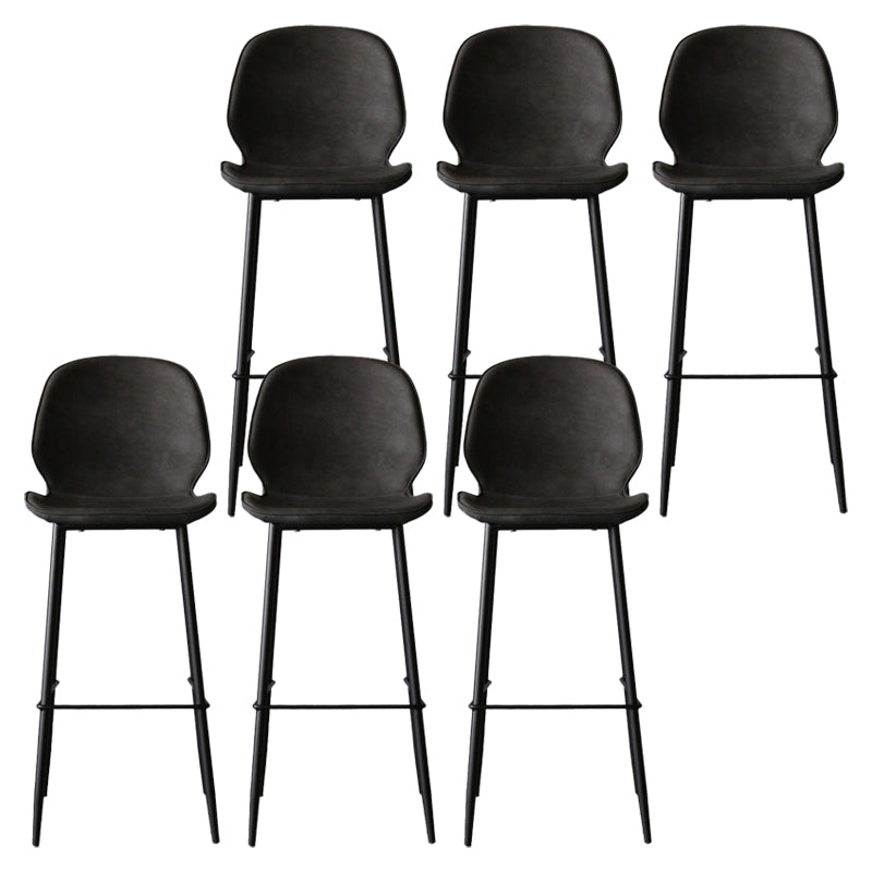 Industrial Style Bar-stool PU Leather Counter Bar Stool with Metal Legs for Kitchen Dark Gray 6 Piece Set Clearhalo 'Bar Furniture' 'Bar Stools' 'bar_stools' 'furn' 'furn_bar_stools' 'Furniture' 'furniture_bar_stools' 'Kitchen & Dining Furniture' 5003087