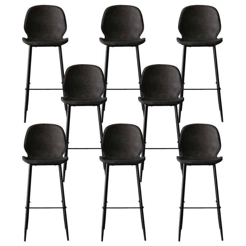 Industrial Style Bar-stool PU Leather Counter Bar Stool with Metal Legs for Kitchen Dark Gray 8 Piece Set Clearhalo 'Bar Furniture' 'Bar Stools' 'bar_stools' 'furn' 'furn_bar_stools' 'Furniture' 'furniture_bar_stools' 'Kitchen & Dining Furniture' 5003088