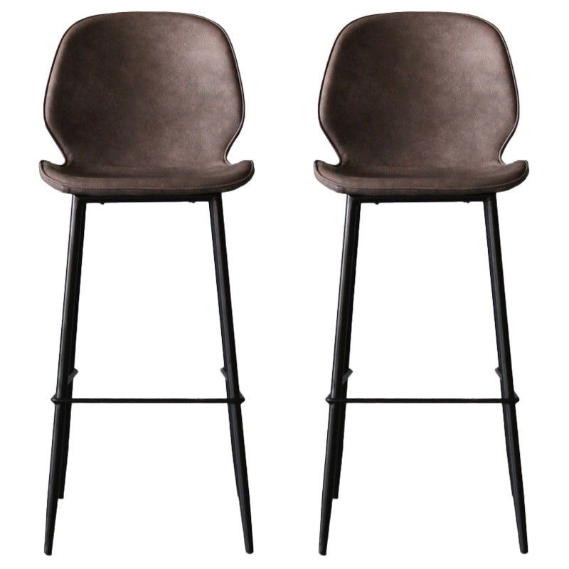 Industrial Style Bar-stool PU Leather Counter Bar Stool with Metal Legs for Kitchen Brown 2 Piece Set Clearhalo 'Bar Furniture' 'Bar Stools' 'bar_stools' 'furn' 'furn_bar_stools' 'Furniture' 'furniture_bar_stools' 'Kitchen & Dining Furniture' 5003089