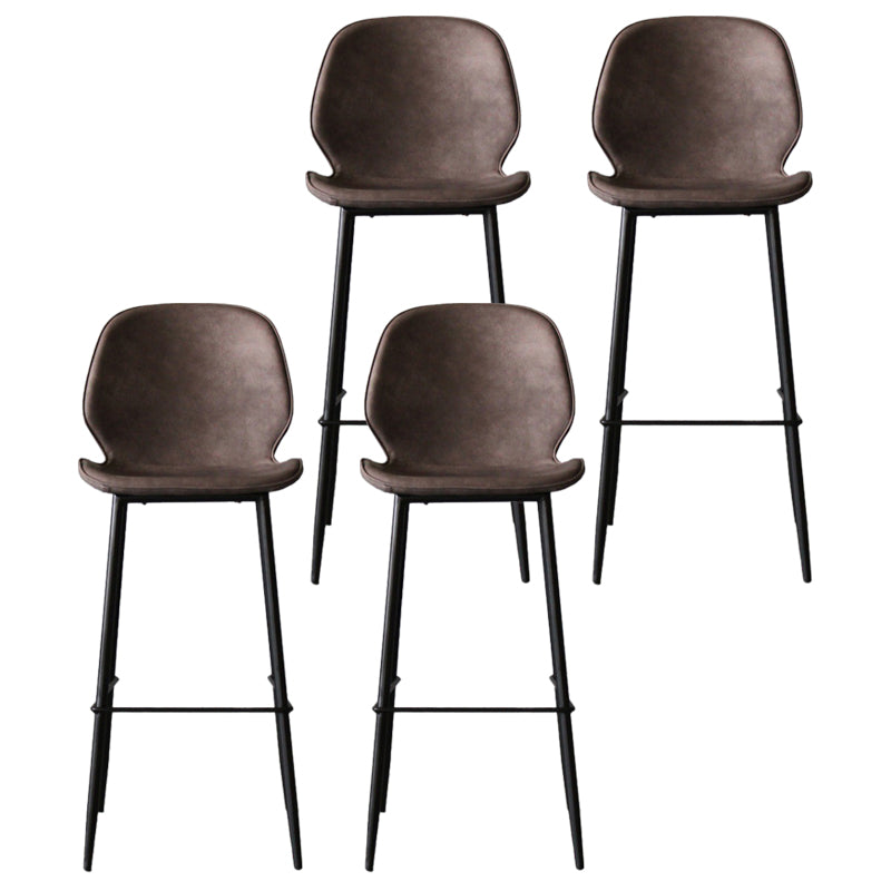 Industrial Style Bar-stool PU Leather Counter Bar Stool with Metal Legs for Kitchen Brown 4 Piece Set Clearhalo 'Bar Furniture' 'Bar Stools' 'bar_stools' 'furn' 'furn_bar_stools' 'Furniture' 'furniture_bar_stools' 'Kitchen & Dining Furniture' 5003090