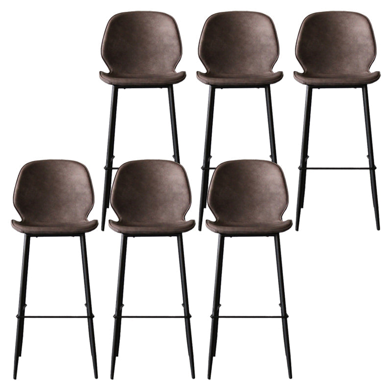 Industrial Style Bar-stool PU Leather Counter Bar Stool with Metal Legs for Kitchen Brown 6 Piece Set Clearhalo 'Bar Furniture' 'Bar Stools' 'bar_stools' 'furn' 'furn_bar_stools' 'Furniture' 'furniture_bar_stools' 'Kitchen & Dining Furniture' 5003091