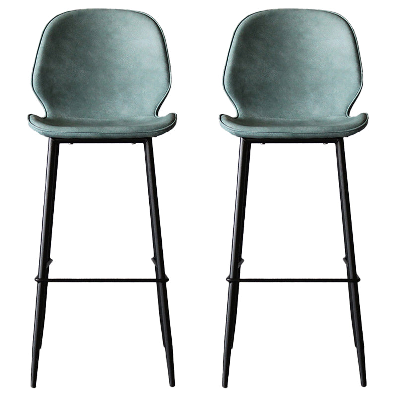 Industrial Style Bar-stool PU Leather Counter Bar Stool with Metal Legs for Kitchen Blue 2 Piece Set Clearhalo 'Bar Furniture' 'Bar Stools' 'bar_stools' 'furn' 'furn_bar_stools' 'Furniture' 'furniture_bar_stools' 'Kitchen & Dining Furniture' 5003093