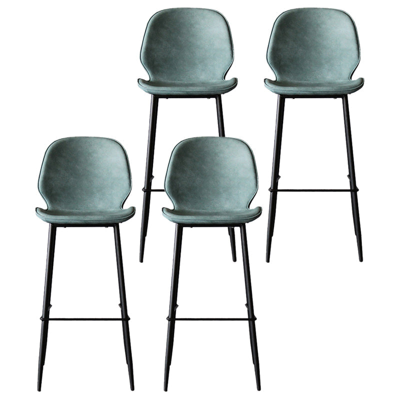 Industrial Style Bar-stool PU Leather Counter Bar Stool with Metal Legs for Kitchen Blue 4 Piece Set Clearhalo 'Bar Furniture' 'Bar Stools' 'bar_stools' 'furn' 'furn_bar_stools' 'Furniture' 'furniture_bar_stools' 'Kitchen & Dining Furniture' 5003094