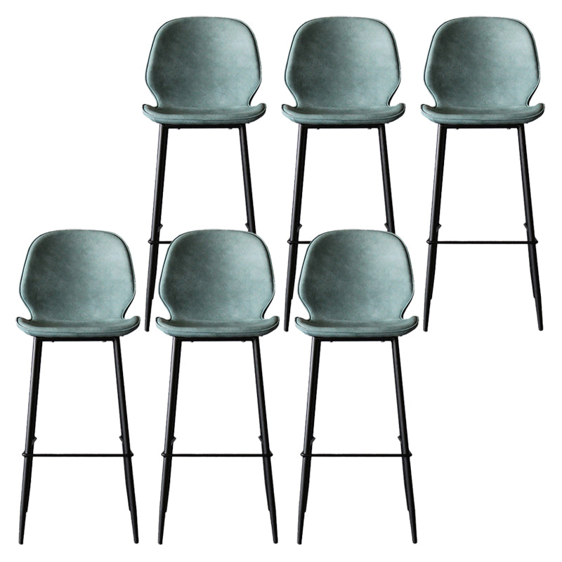 Industrial Style Bar-stool PU Leather Counter Bar Stool with Metal Legs for Kitchen Blue 6 Piece Set Clearhalo 'Bar Furniture' 'Bar Stools' 'bar_stools' 'furn' 'furn_bar_stools' 'Furniture' 'furniture_bar_stools' 'Kitchen & Dining Furniture' 5003095