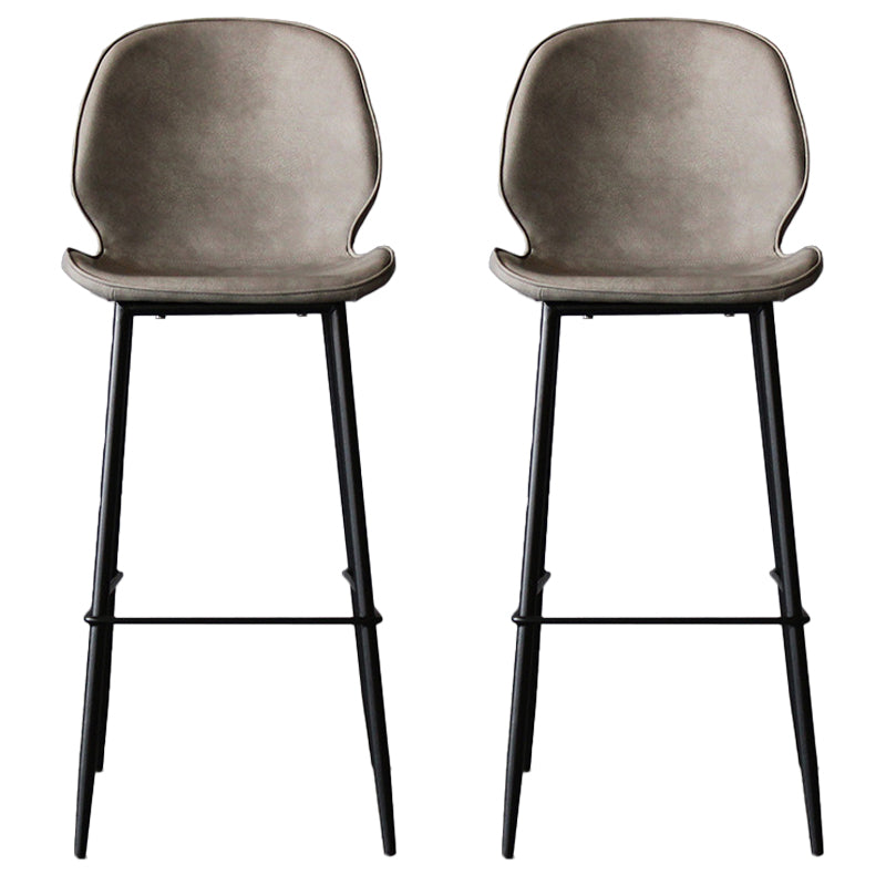 Industrial Style Bar-stool PU Leather Counter Bar Stool with Metal Legs for Kitchen Light Gray 2 Piece Set Clearhalo 'Bar Furniture' 'Bar Stools' 'bar_stools' 'furn' 'furn_bar_stools' 'Furniture' 'furniture_bar_stools' 'Kitchen & Dining Furniture' 5003097