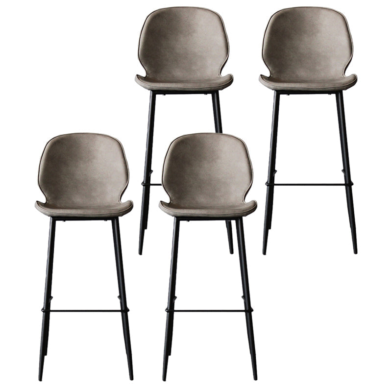 Industrial Style Bar-stool PU Leather Counter Bar Stool with Metal Legs for Kitchen Light Gray 4 Piece Set Clearhalo 'Bar Furniture' 'Bar Stools' 'bar_stools' 'furn' 'furn_bar_stools' 'Furniture' 'furniture_bar_stools' 'Kitchen & Dining Furniture' 5003098
