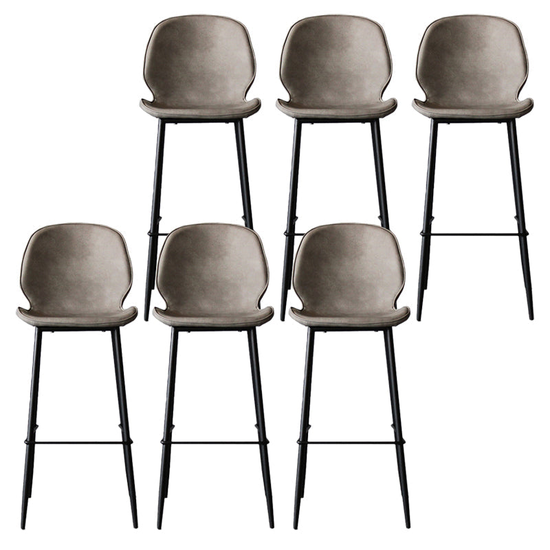 Industrial Style Bar-stool PU Leather Counter Bar Stool with Metal Legs for Kitchen Light Gray 6 Piece Set Clearhalo 'Bar Furniture' 'Bar Stools' 'bar_stools' 'furn' 'furn_bar_stools' 'Furniture' 'furniture_bar_stools' 'Kitchen & Dining Furniture' 5003099