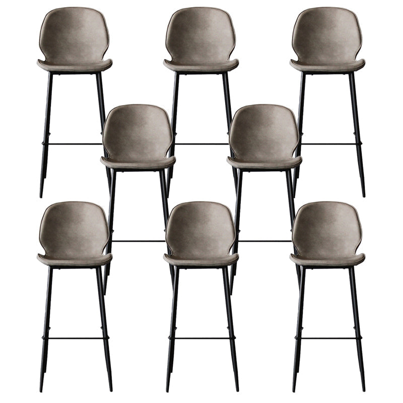 Industrial Style Bar-stool PU Leather Counter Bar Stool with Metal Legs for Kitchen Light Gray 8 Piece Set Clearhalo 'Bar Furniture' 'Bar Stools' 'bar_stools' 'furn' 'furn_bar_stools' 'Furniture' 'furniture_bar_stools' 'Kitchen & Dining Furniture' 5003100