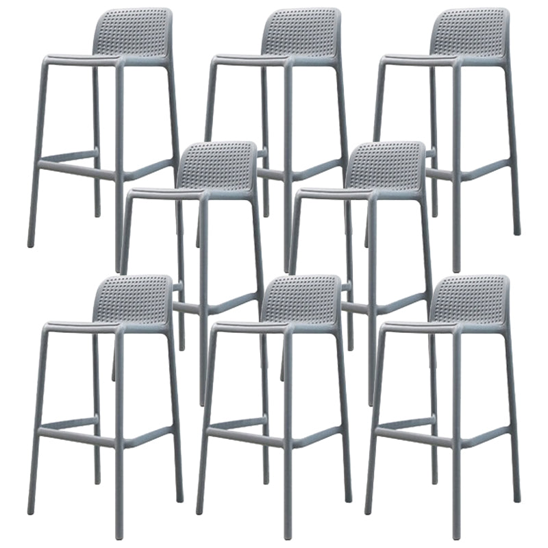 Contemporary Bar-stool Plastic Counter Bar Stool with Plastic Legs for Home Grey 8 Piece Set Clearhalo 'Bar Furniture' 'Bar Stools' 'bar_stools' 'furn' 'furn_bar_stools' 'Furniture' 'furniture_bar_stools' 'Kitchen & Dining Furniture' 5003106