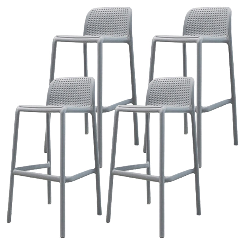 Contemporary Bar-stool Plastic Counter Bar Stool with Plastic Legs for Home Light Gray 4 Piece Set Clearhalo 'Bar Furniture' 'Bar Stools' 'bar_stools' 'furn' 'furn_bar_stools' 'Furniture' 'furniture_bar_stools' 'Kitchen & Dining Furniture' 5003108