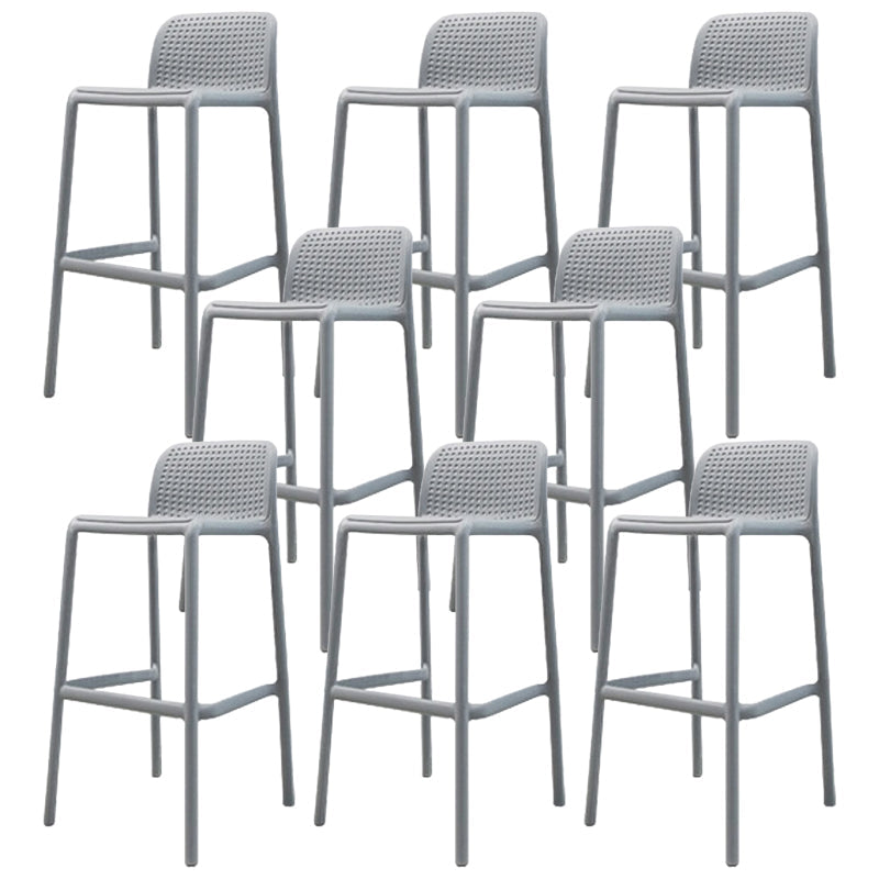 Contemporary Bar-stool Plastic Counter Bar Stool with Plastic Legs for Home Light Gray 8 Piece Set Clearhalo 'Bar Furniture' 'Bar Stools' 'bar_stools' 'furn' 'furn_bar_stools' 'Furniture' 'furniture_bar_stools' 'Kitchen & Dining Furniture' 5003109