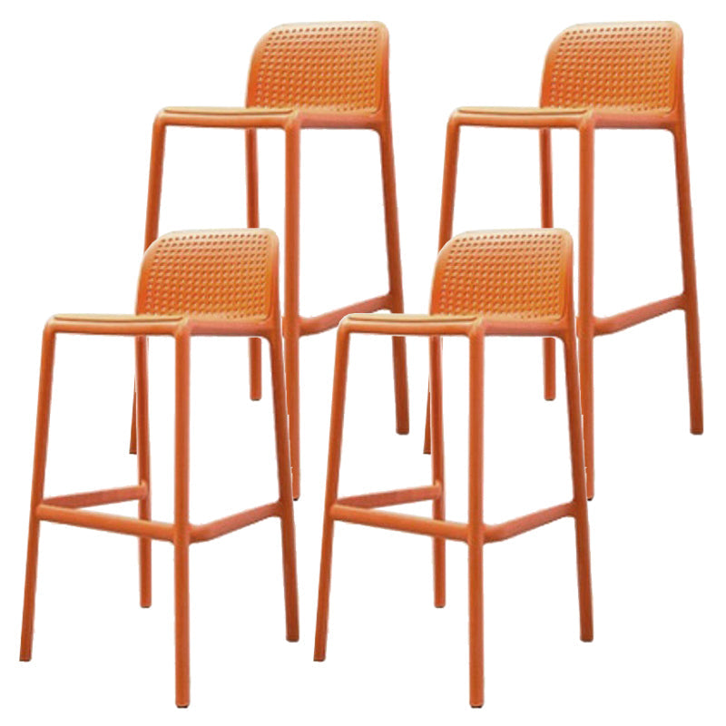 Contemporary Bar-stool Plastic Counter Bar Stool with Plastic Legs for Home Orange 4 Piece Set Clearhalo 'Bar Furniture' 'Bar Stools' 'bar_stools' 'furn' 'furn_bar_stools' 'Furniture' 'furniture_bar_stools' 'Kitchen & Dining Furniture' 5003129