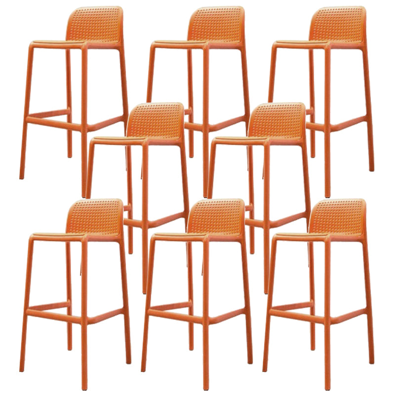 Contemporary Bar-stool Plastic Counter Bar Stool with Plastic Legs for Home Orange 8 Piece Set Clearhalo 'Bar Furniture' 'Bar Stools' 'bar_stools' 'furn' 'furn_bar_stools' 'Furniture' 'furniture_bar_stools' 'Kitchen & Dining Furniture' 5003130