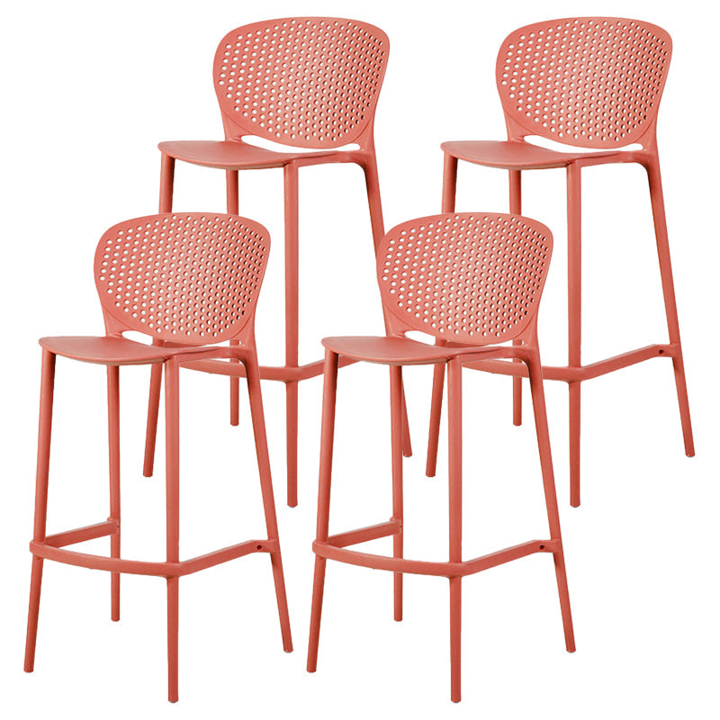 Contemporary Bar-stool Plastic Counter Bar Stool with Plastic Legs for Home Coral 4 Piece Set Clearhalo 'Bar Furniture' 'Bar Stools' 'bar_stools' 'furn' 'furn_bar_stools' 'Furniture' 'furniture_bar_stools' 'Kitchen & Dining Furniture' 5003133