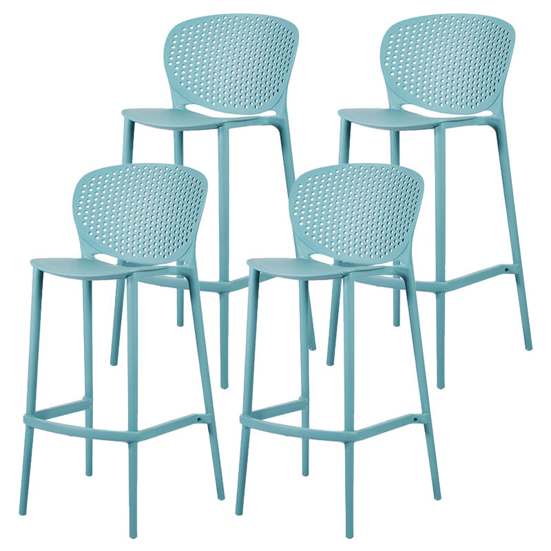 Contemporary Bar-stool Plastic Counter Bar Stool with Plastic Legs for Home Turquoise 4 Piece Set Clearhalo 'Bar Furniture' 'Bar Stools' 'bar_stools' 'furn' 'furn_bar_stools' 'Furniture' 'furniture_bar_stools' 'Kitchen & Dining Furniture' 5003135