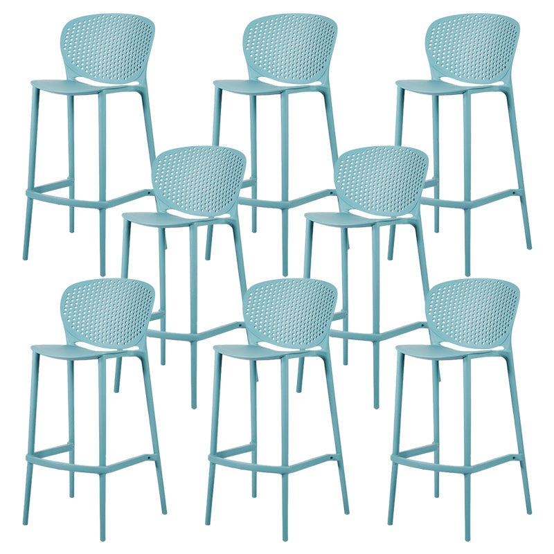 Contemporary Bar-stool Plastic Counter Bar Stool with Plastic Legs for Home Turquoise 8 Piece Set Clearhalo 'Bar Furniture' 'Bar Stools' 'bar_stools' 'furn' 'furn_bar_stools' 'Furniture' 'furniture_bar_stools' 'Kitchen & Dining Furniture' 5003136