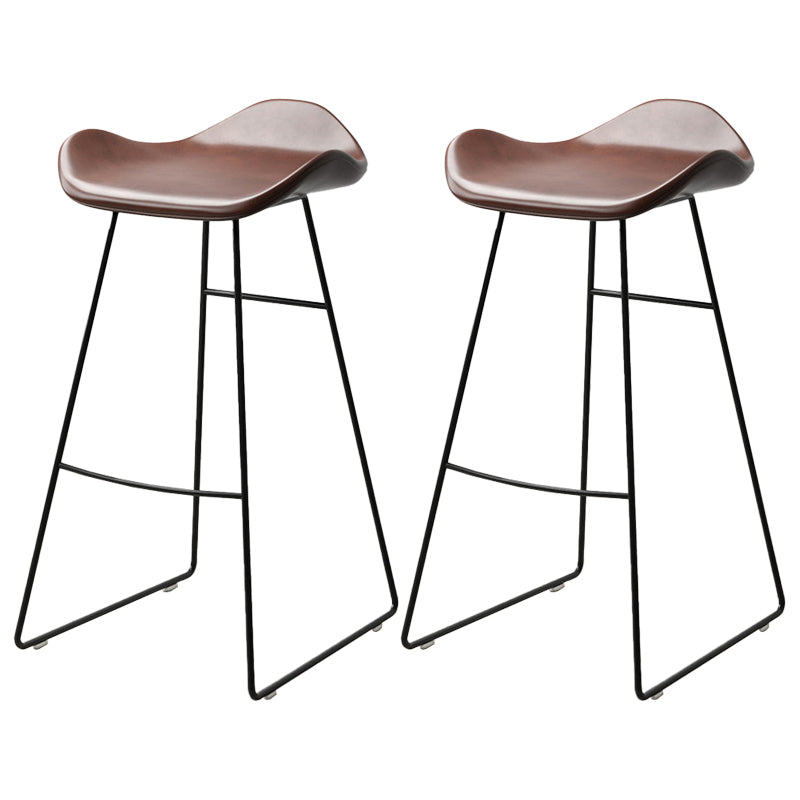 Industrial Style Bar-stool PU Leather Counter Bar Stool with Metal Legs for Home Coffee 2 Piece Set Clearhalo 'Bar Furniture' 'Bar Stools' 'bar_stools' 'furn' 'furn_bar_stools' 'Furniture' 'furniture_bar_stools' 'Kitchen & Dining Furniture' 5003143