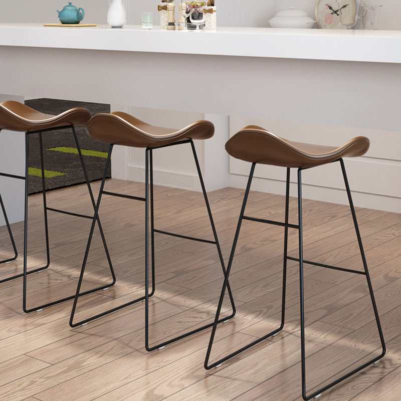 Industrial Style Bar-stool PU Leather Counter Bar Stool with Metal Legs for Home Clearhalo 'Bar Furniture' 'Bar Stools' 'bar_stools' 'furn' 'furn_bar_stools' 'Furniture' 'furniture_bar_stools' 'Kitchen & Dining Furniture' 5003144