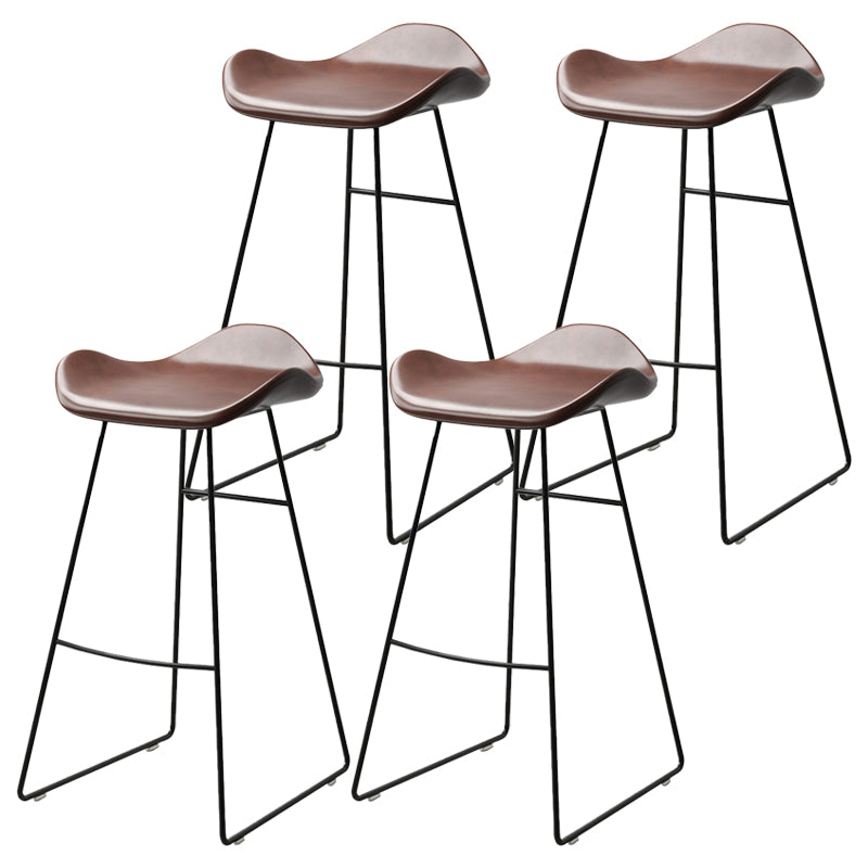 Industrial Style Bar-stool PU Leather Counter Bar Stool with Metal Legs for Home Coffee 4 Piece Set Clearhalo 'Bar Furniture' 'Bar Stools' 'bar_stools' 'furn' 'furn_bar_stools' 'Furniture' 'furniture_bar_stools' 'Kitchen & Dining Furniture' 5003145
