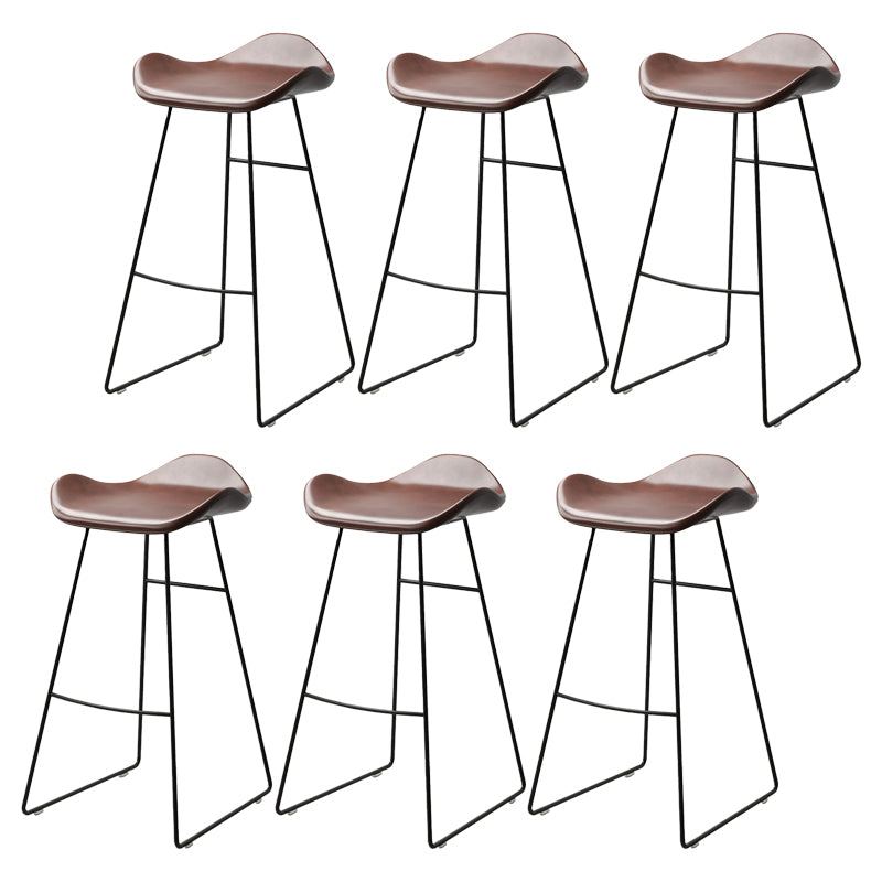 Industrial Style Bar-stool PU Leather Counter Bar Stool with Metal Legs for Home Coffee 6 Piece Set Clearhalo 'Bar Furniture' 'Bar Stools' 'bar_stools' 'furn' 'furn_bar_stools' 'Furniture' 'furniture_bar_stools' 'Kitchen & Dining Furniture' 5003147